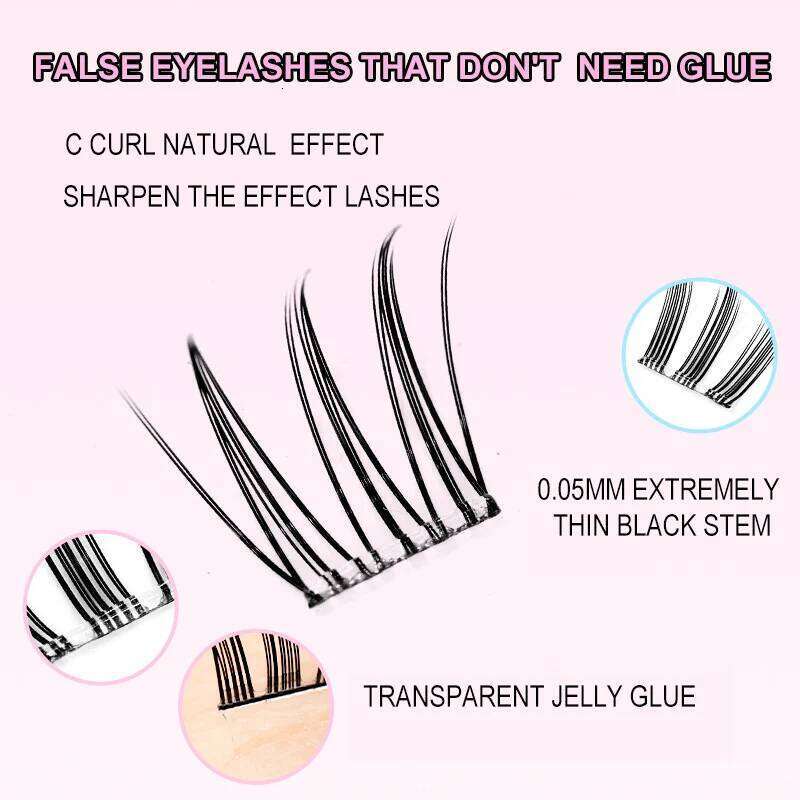 Eyelashes Cluster No Glue Individual Soft Idol Lash Clusters Reusable Self Adhesive Lashes X250723