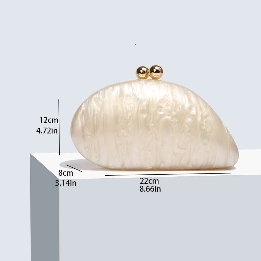 Designer Luxury Evening Diamond Evening for Women New Single Shoulder Crossbody Irregular Shell Acrylic Bag Fashionable Wedding Clutch
