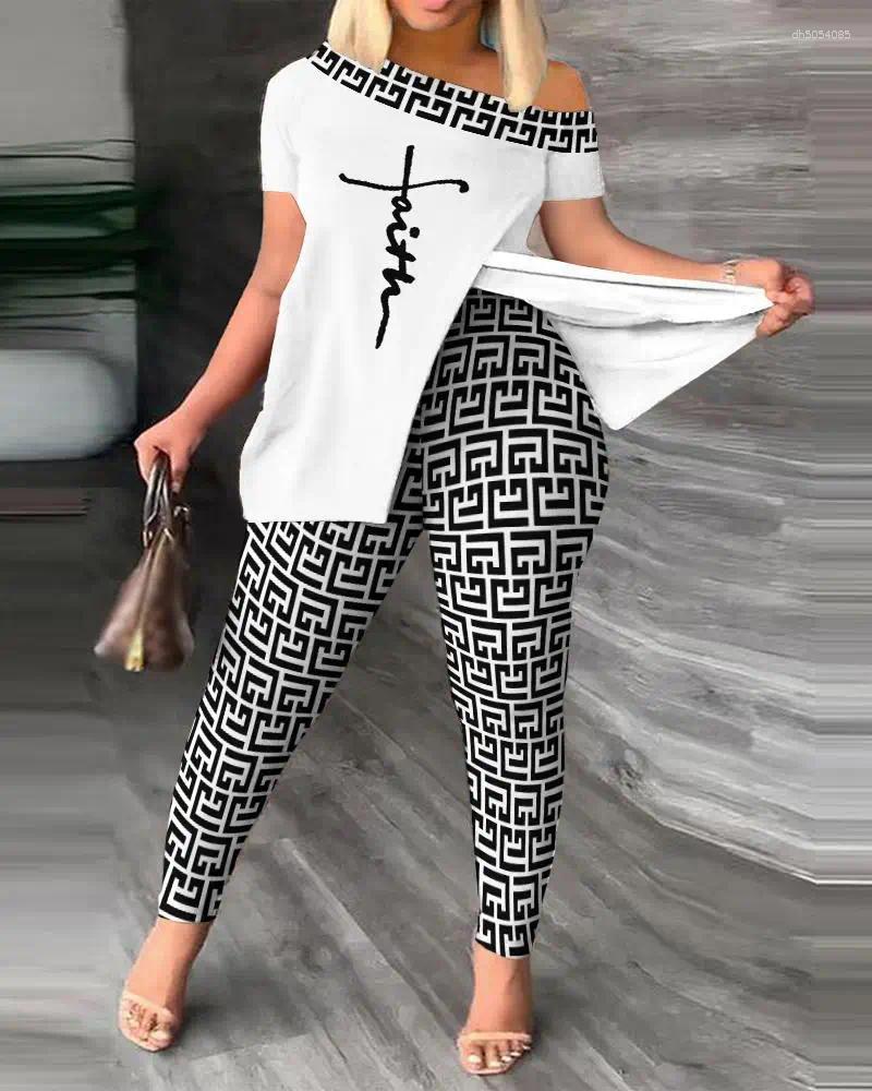 Women's Tracksuits Spring Summer Printing Fashion Suit 2-piece Set Women