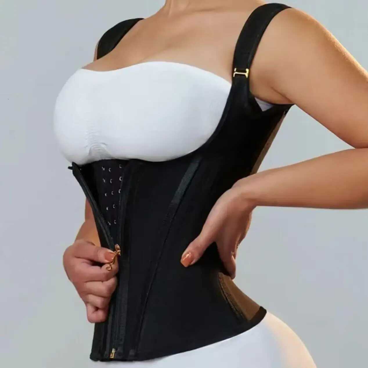 Colombian Shapewear Body Shaper for Women Vest Tops Double Compression Waist Corset Adjustable Zipper and Hook-eye W250724