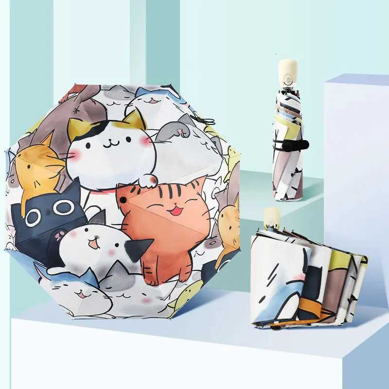 Women Automatic Umbrella Cartoon Cat Claw Automatic Folding Travel Umbrella Black Coating Sunscreen Girls Kids Umbrella Paraguas R250724
