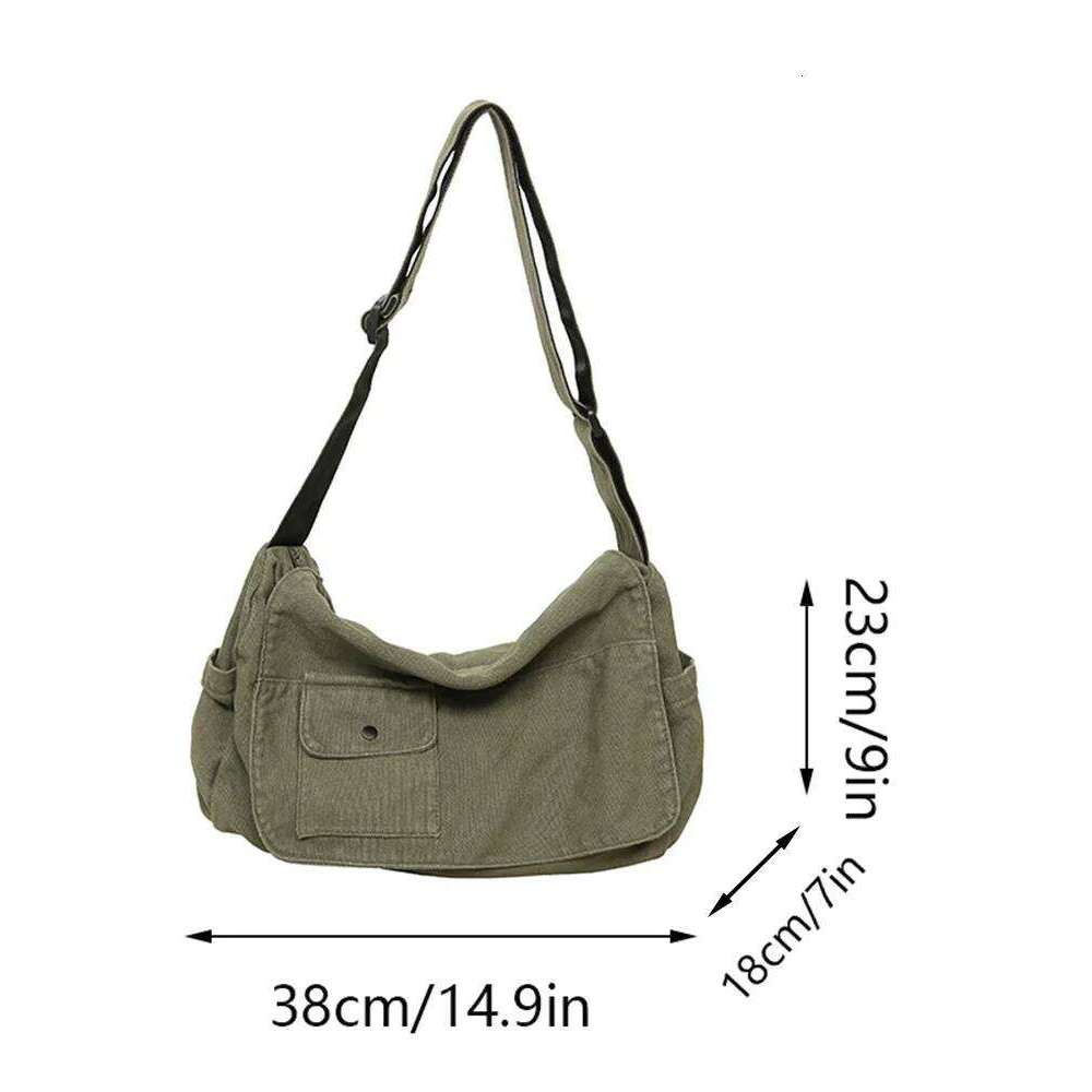 Casual Canvas Messenger Bag Versatile Flip Large Capacity Shoulder Book Bags Student Adjustable Crossbody bags For Men Women