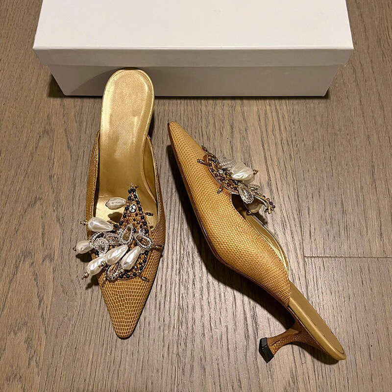 Heel Sandals Sandals Shoes Women Heels Gold Cap Sandals For Women Outdoor Wear New Summer French Style Small Thin Heel Versatile Pointed To