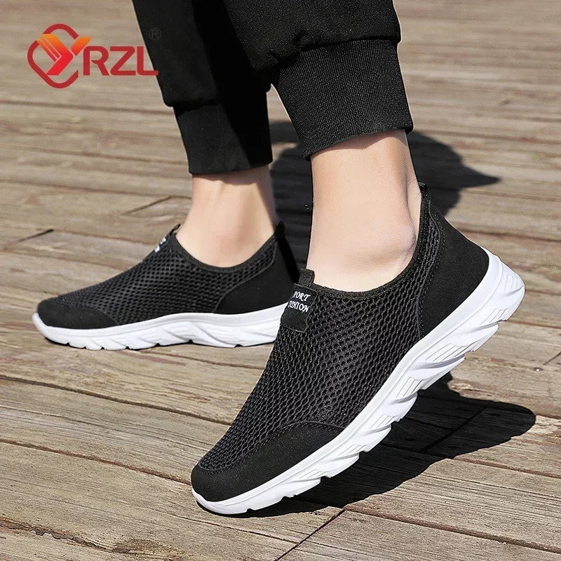 YRZL Lightweight Men Casual Shoes Breathable Slip on Male Casual Sneakers Anti-slip Mens Flats Outdoor Walking Shoes Size 38- 250716