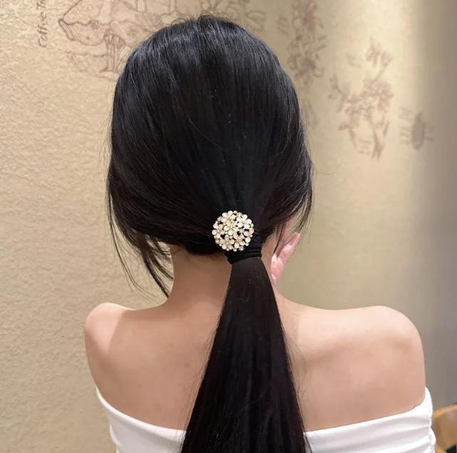 High-Value Flower Shiny Diamond Hair Tie High Elasticity Hair Band Stylish Hair Rope Ins Fashion Bun Hair Ring Hair Accessories