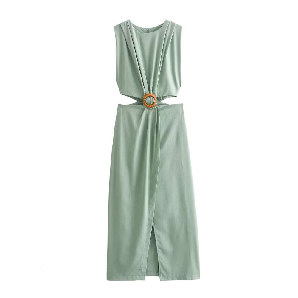 Autumn New Women's Fashion Elegant Open Design Buckle Decorated Dress B5