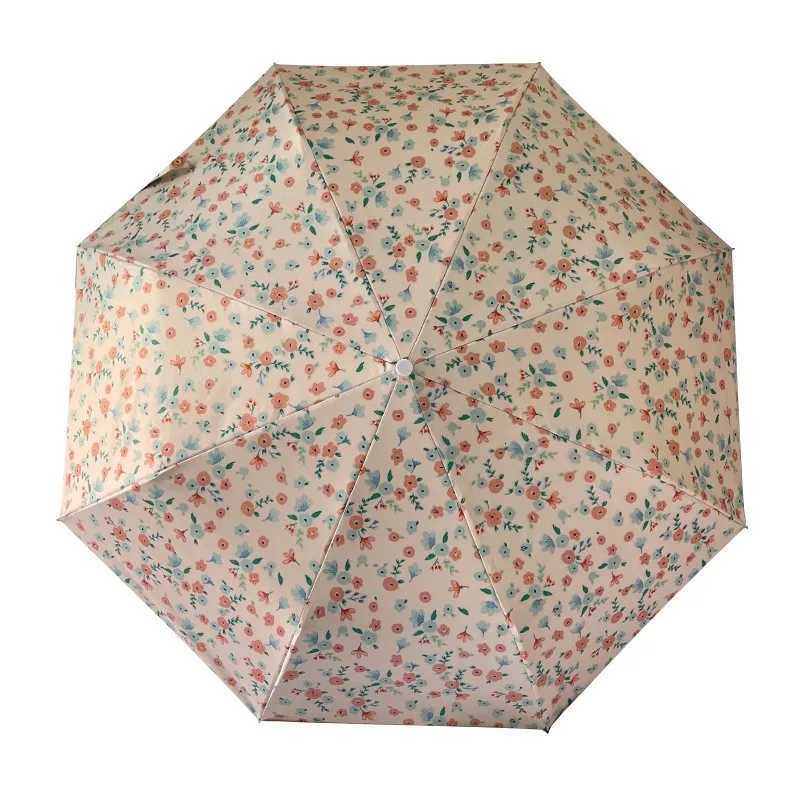 Fully Automatic Umbrella Anti UV Sun Protection School Girl Parasol Fresh Floral Rainy Day Parasol Folding R250724