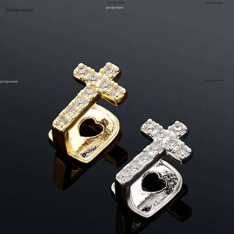 Gold Sier Bling Iced Out CZ Grillz Dia Grills Tooth Cap Hip Hop Dental Mouth Teeth Braces for Men Women