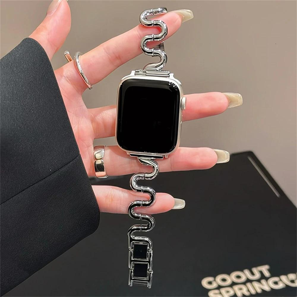 Slim IrregULar Shape Metal Strap For Watch Band ULtra 2 49 40 44 45 42 MM Women Gold Bracelet For 9 8 7 SE 6 250723