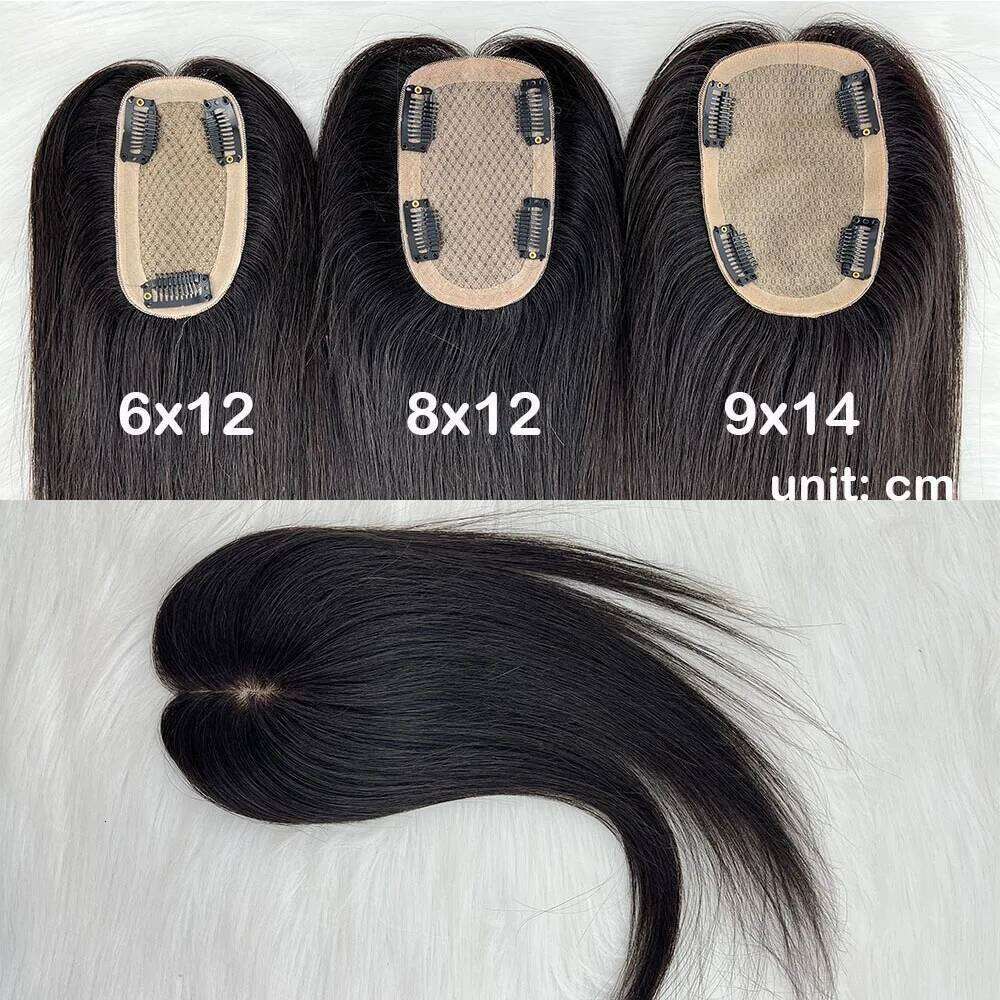 8x12cm Base Topper Human Breathable Silk Top Virgin European Remy Hair Piece with Clips in Toupee Free Part