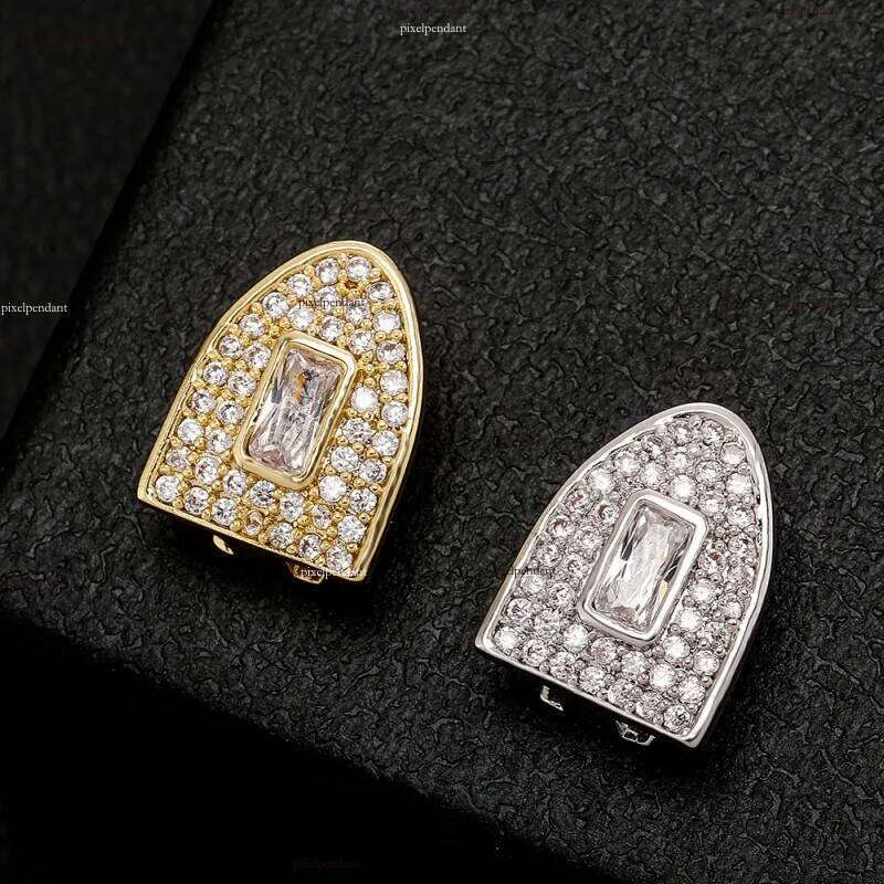 Gold Sier Bling Iced Out CZ Grillz Dia Grills Tooth Cap Hip Hop Dental Mouth Teeth Braces for Men Women