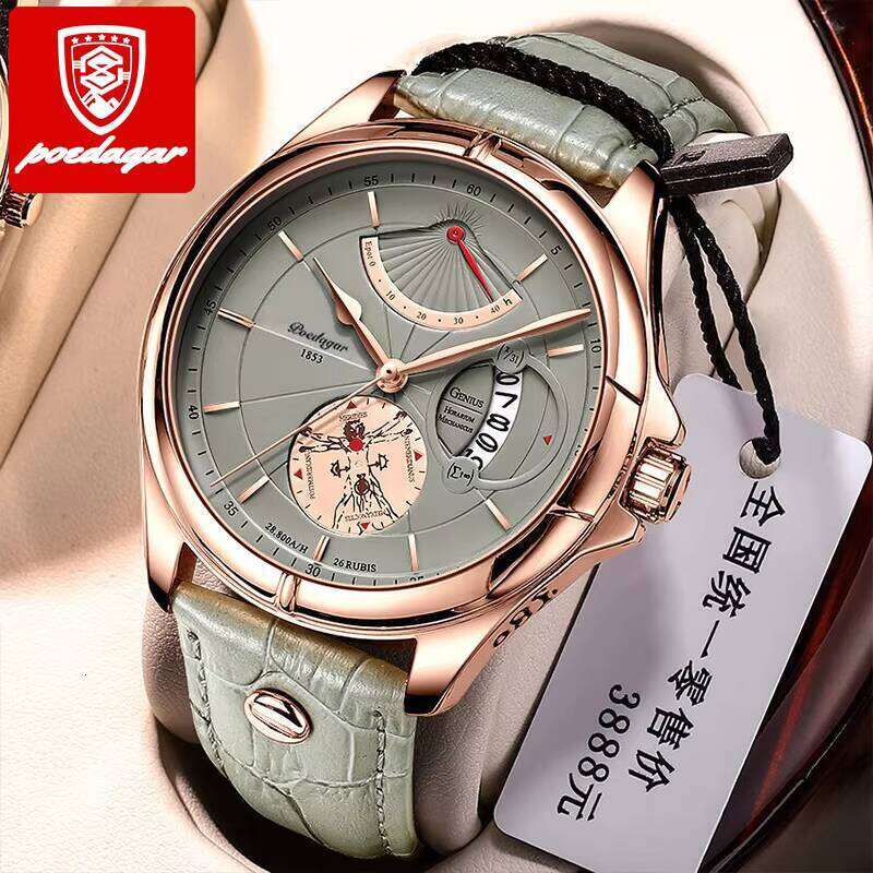 DHwatches POEDAGAR Custom Private Label Oem Leather Band Quartz Wrist Watch for Men Reloj Montre Homme 802