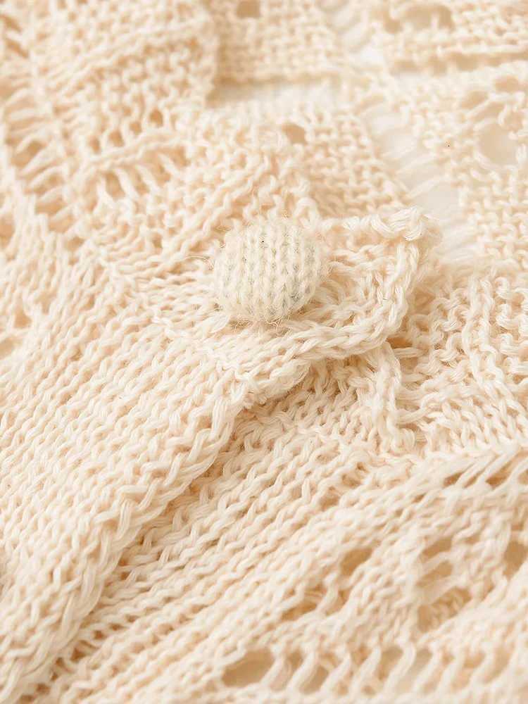 European and American style new short-sleeved knitted sweater for women in summer French hollow hook flower small cardigan top X250724
