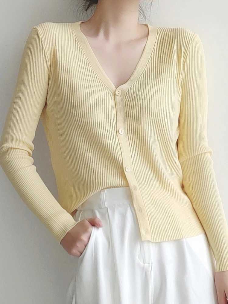 2025 Womens Long Sleeve Cropped Cardigan V Neck Button Down Knit Lady Autumn Spring Knitted Single-breasted Cardigan Sweaters X250724