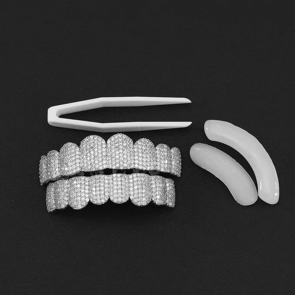 Custom Sterling silver Moissanite Diamond Grillz Shine Bright with Iced Out Bling for Rap Battles Music Streetwear Fashion