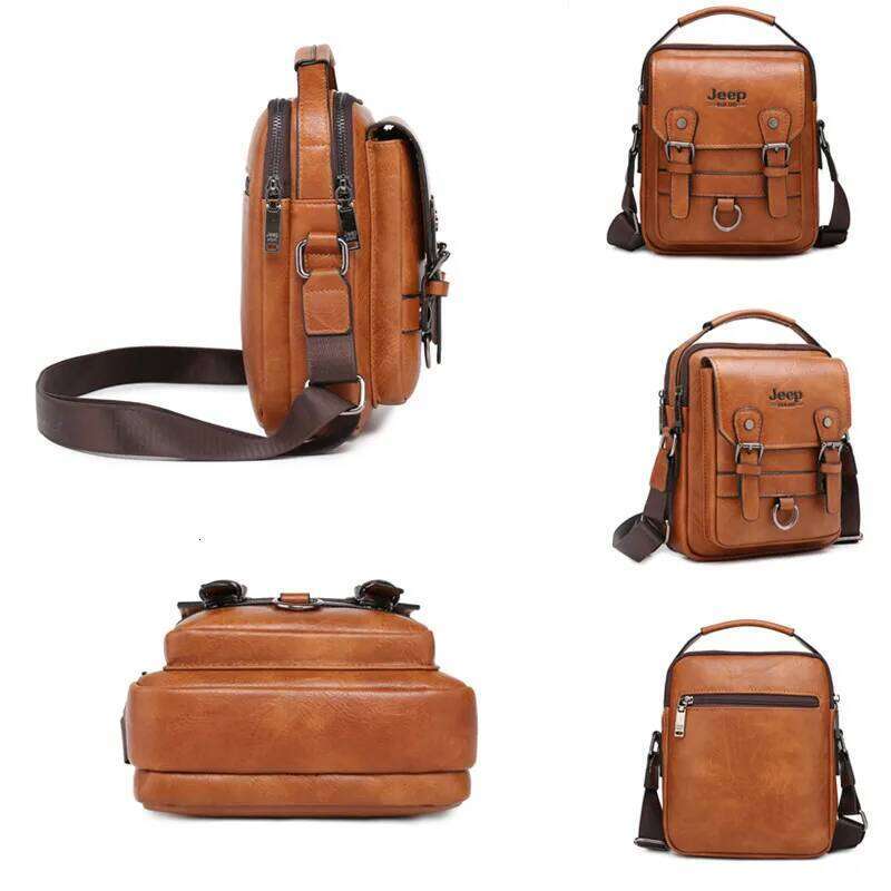 Multi-Function Business Handbags Men New Man's Shoulder Large Capacity Leather Messenger Bag Crossbody Big Brand