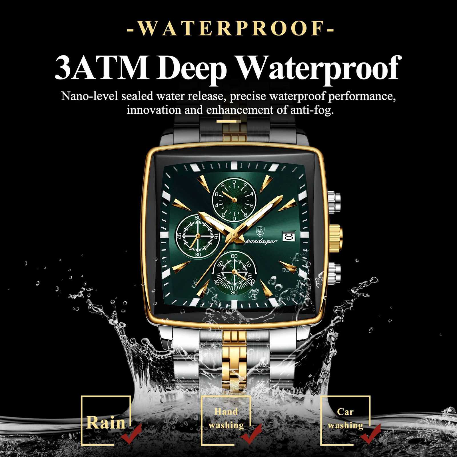 POEDAGAR Top Luxury Male Wristwatch Waterproof Luminous Stainless Steel Men Watch Chronograph Date Business Quartz Mens Watches W250724