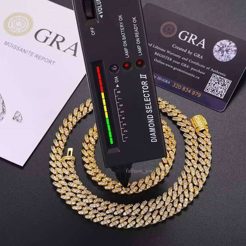 Low Price 8mm 1 Row VVS Moissanite Iced Out Cuban Link Chain Hiphop Jewelry Sterling Sier Lab Dia Necklace Men Women