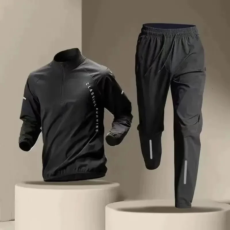 2025 Summer Mens Quick Dry Jacket Suit Two-piece Outdoor Fitness Running Sets Sports Jogging Pants Workout Clothes Sportswear 250717