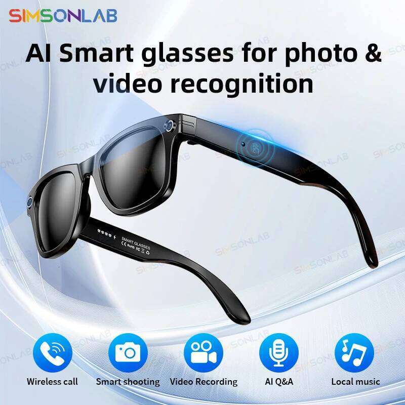 Meta Glasses New Fashion Smart Glasses Camera AI Dialogue Interaction Music Earphones BT Call HD Video/Photo Record Outdoor Sports Sunglasses