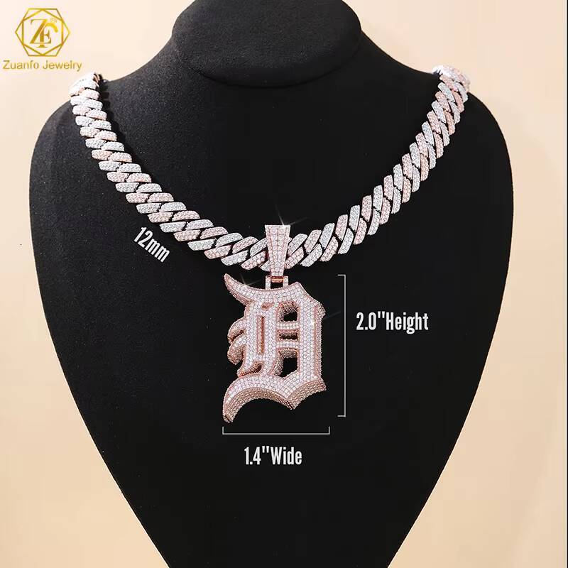 Luxury VVS Mossanite Diamond Pendant Iced Out Hiphop Jewelry Initial Letter 925 Sliver Hiphop Custom Moissanite Pendant