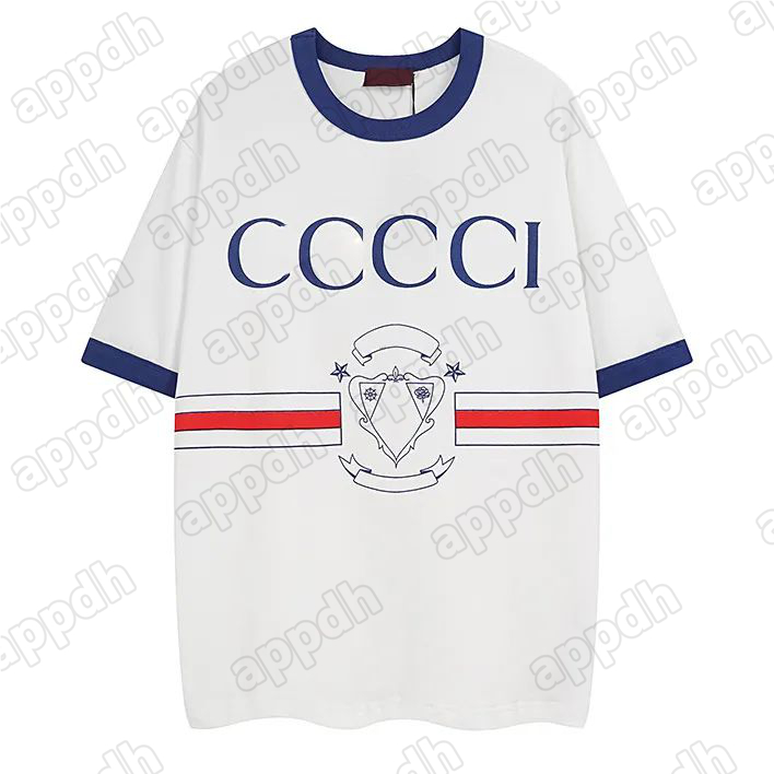 high quality designer mens T shirt fashionable pure cotton letter embroidered T-shirt red and green dual color round neck loose top summer casual