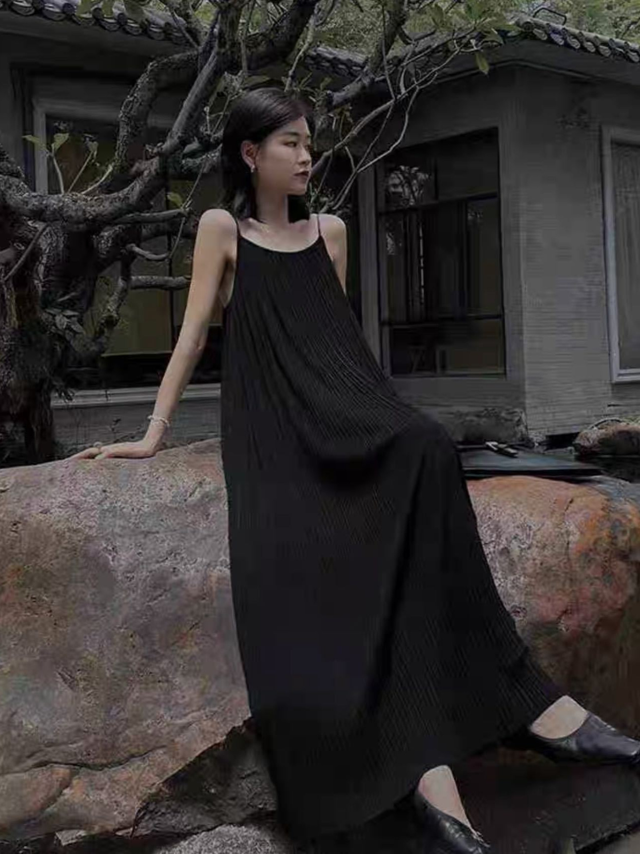 HM130 Lazy style thin style slimming inner wear outer wear temperament lady solid color versatile long skirt