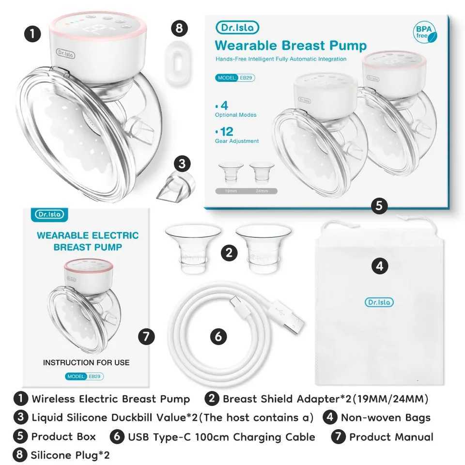 2025 New Wearable Electric Breast Pump Portable Hands-Free 4 Modes 12 Levels Silent Comfortable BPA-Free Milk Extractor for Moms X250724