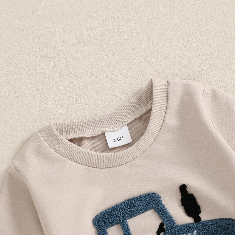 Citgeett Autumn Toddler Boy Outfits Embroidery Long Sleeve Sweatshirt Solid Pants Set Spring Fall Clothes 250724