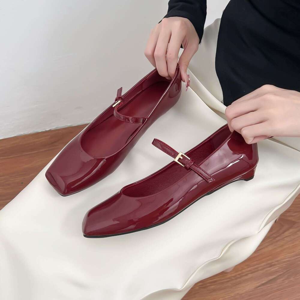 Designer Spring New Flat Single for Women, Smooth Sole, One Strap, Square Toe Mary Jane Shoes, Comfortable Soft Sole Work Shoes