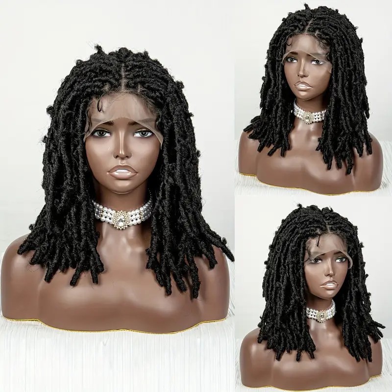 360 Full Lace Front Braid Wig With Baby Hair Look Like Human Wigs Bohemian Boho Hair Black Wig African Synthetic Braiding Hair Wig Handmade Braided Wi