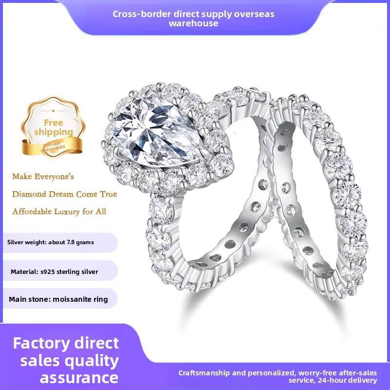 Womens D-Color Heart-Shaped Moissanite S925 Pure Silver Ring Elegant Layered Platinum Plated Jewelry Gift