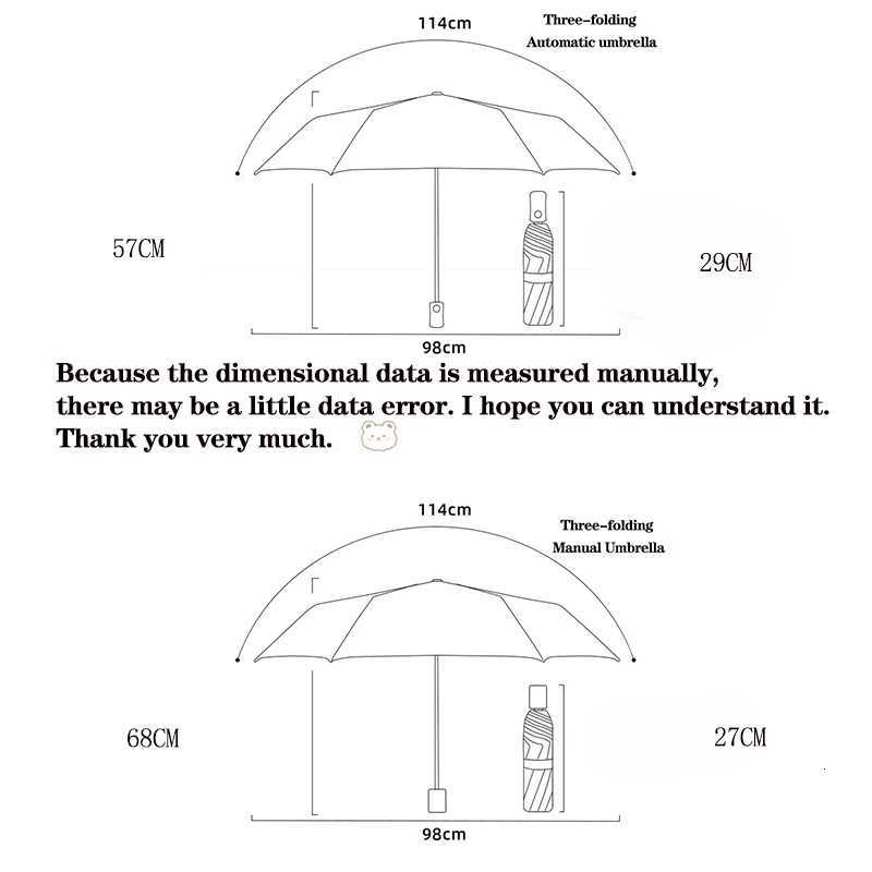 Windproof Folding Umbrella parasol umbrella Cute Little Bear Automatic Umbrella UV blocking and shading Portable for Travel Gift R250724