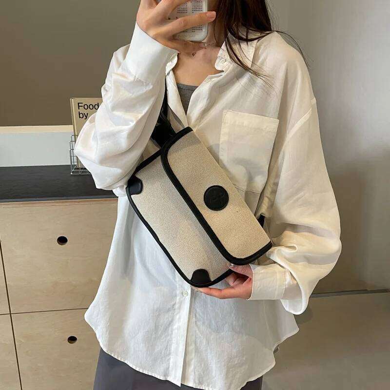 Fashion Canvas Women's Versatile New Trend Contrasting Color Small Square High-End Single Shoulder Messenger Bag