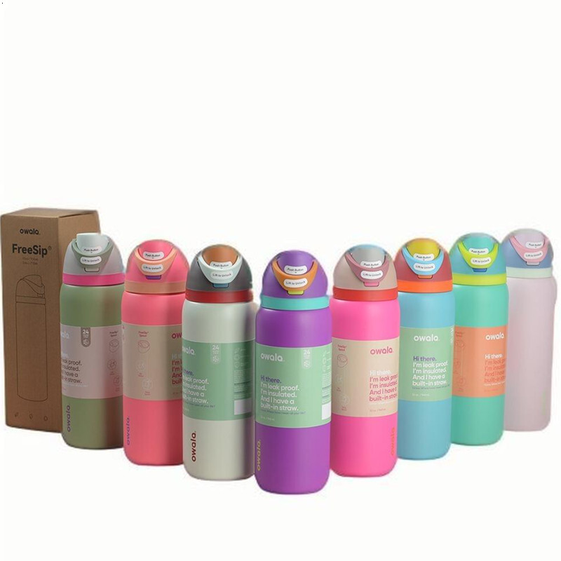 Water Bottles OWALA Large Capacity Stainless Steel Insulated Cup Outdoor Sports Water Bottle Bounce Portable Handheld Water Cup