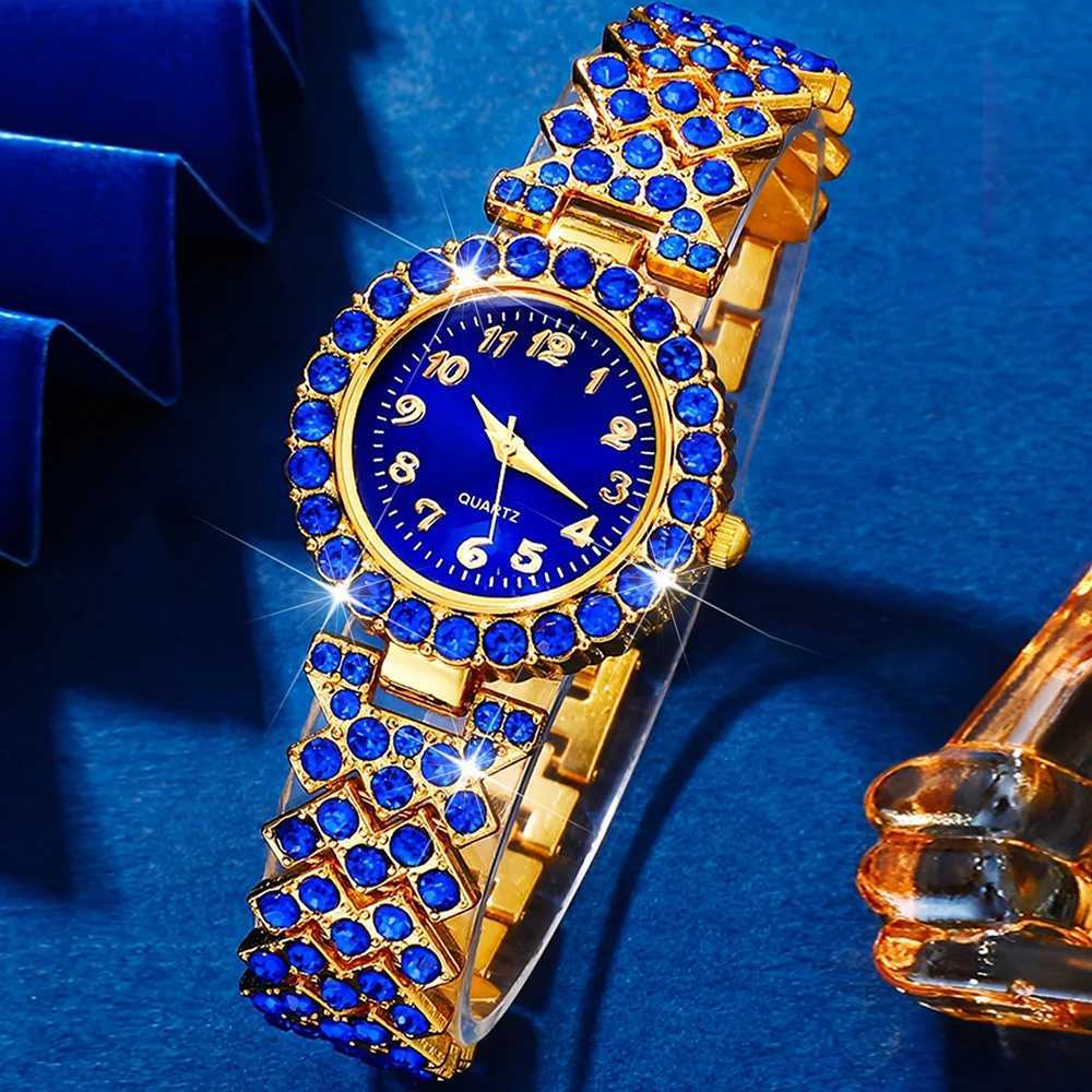 6pcs/set Womens Luxury Rhinestone Quartz Watch Elegant Fashion Analog Wrist Watch Synthetic Gem Jewelry Set Gift for Mom Her W250724
