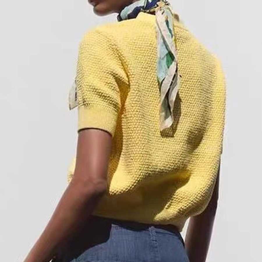 Womens Lightweight Knit Cardigan Solid Color Short Sleeve Metal Front Starfish Button Down Loose Tops for Spring Summer X250724