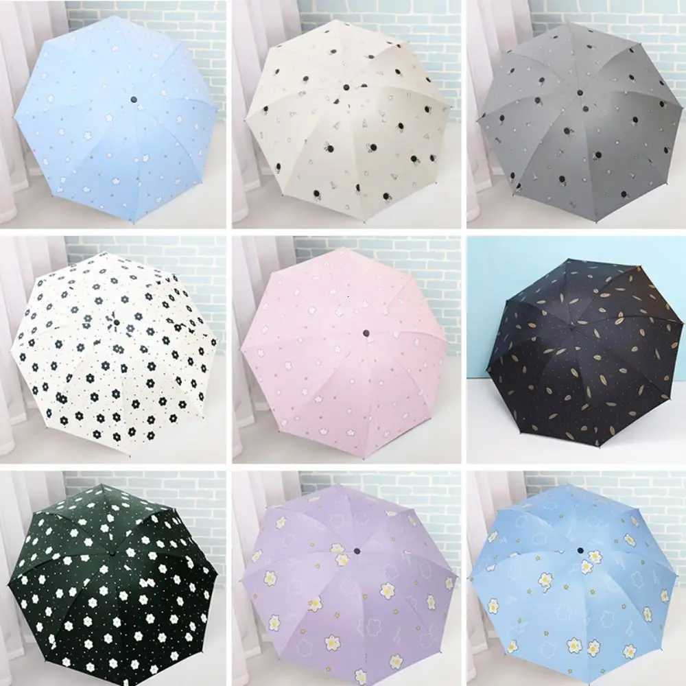 Ultraviolet Protection Parasol Portable Wind Resistant Small Pocket Rain Umbrella Thickened Black Glue Mini Sunshade Outdoor R250724
