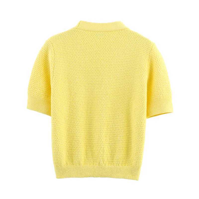 2025 New Summer Style Womens Cardigan Yellow Short-Sleeve Knitted Jacket with Star Button Decoration Casual Fashion X250724