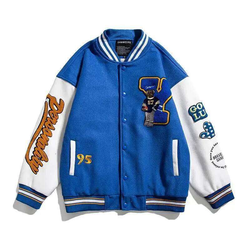 Women's Wear Vintage American Style Loose-Fit Women's Jacket New Spring Autumn Winter Model Korean Version Ballplayer Jersey V-Neck Design