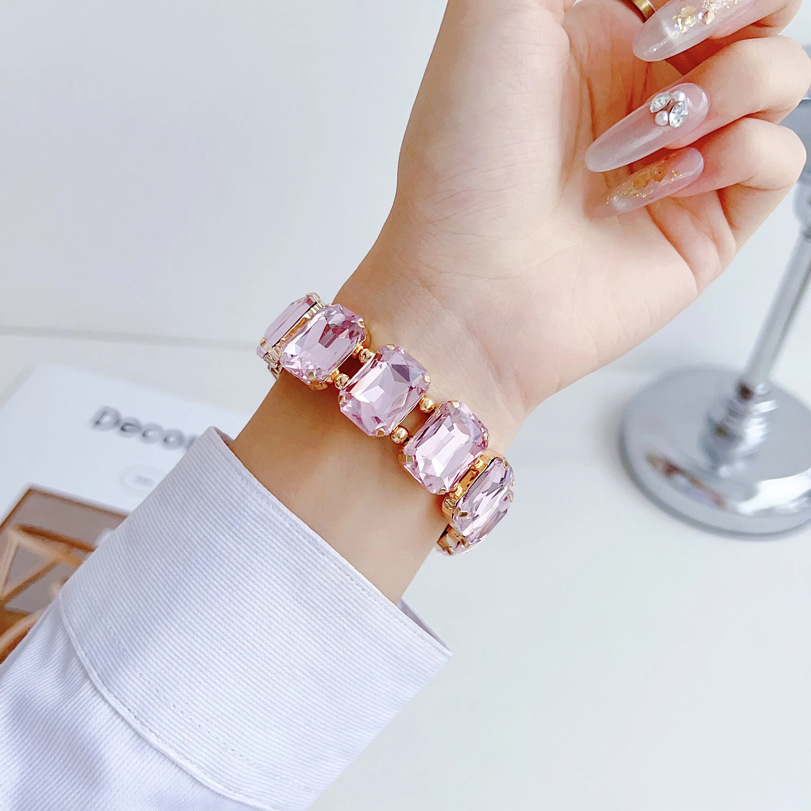 Zircon Strap for Watch Band Jewelry Metal Bracelet Chain for Iwatch98765SE ULtra Women Elastic Gem Series40 41 42 44 45mm 250723