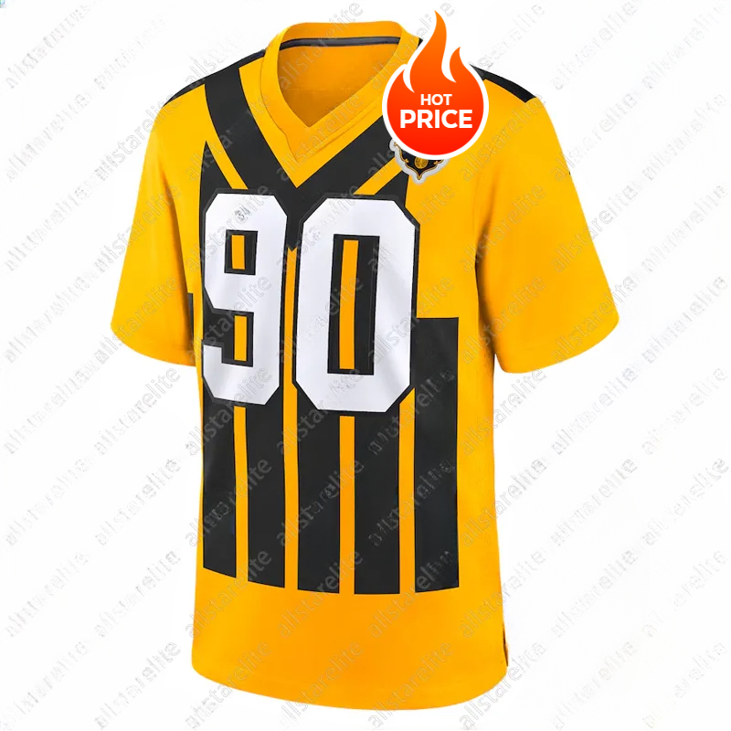 Custom 1933 New Gold Football Jerseys Aaron Rodgers Will Howard DK Metcalf Watt Embroidered Letter Number Design