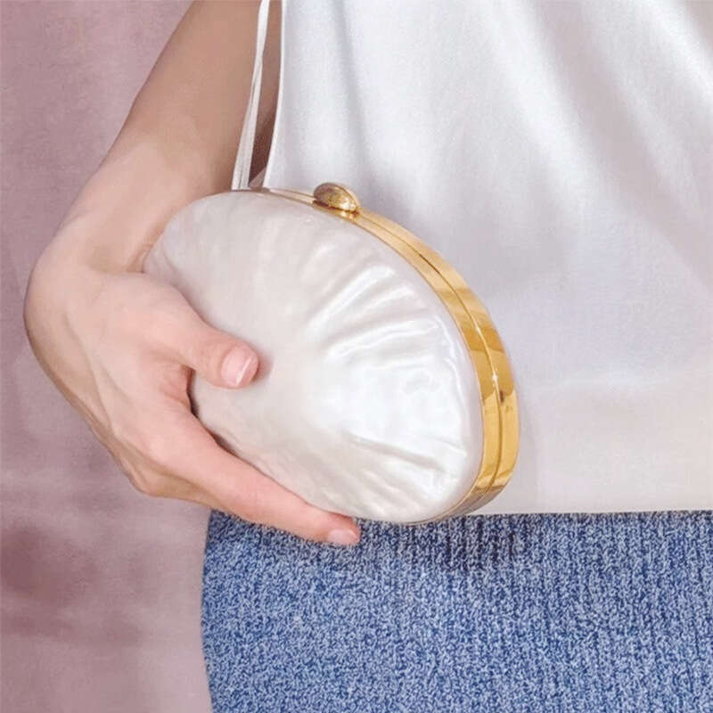 Designer Luxury Evening Diamond French Marble Pattern Acrylic Evening Bag Trendy High-End Glossy Women's Clutch