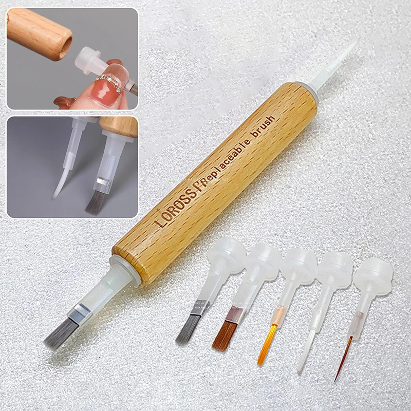 40/60 Pcs Nail Polish Brush With Double Head Pen Can Replacement Head Brush Nail Brush Liquid Applicators Manicure Tools 250716