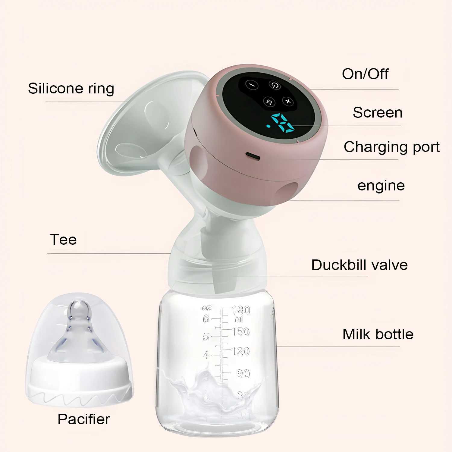 Electric Breast Pump Intelligent Integrated High Suction Breast Pump Breast Milk Postpartum Portable Painless USB Rechargeable X250724