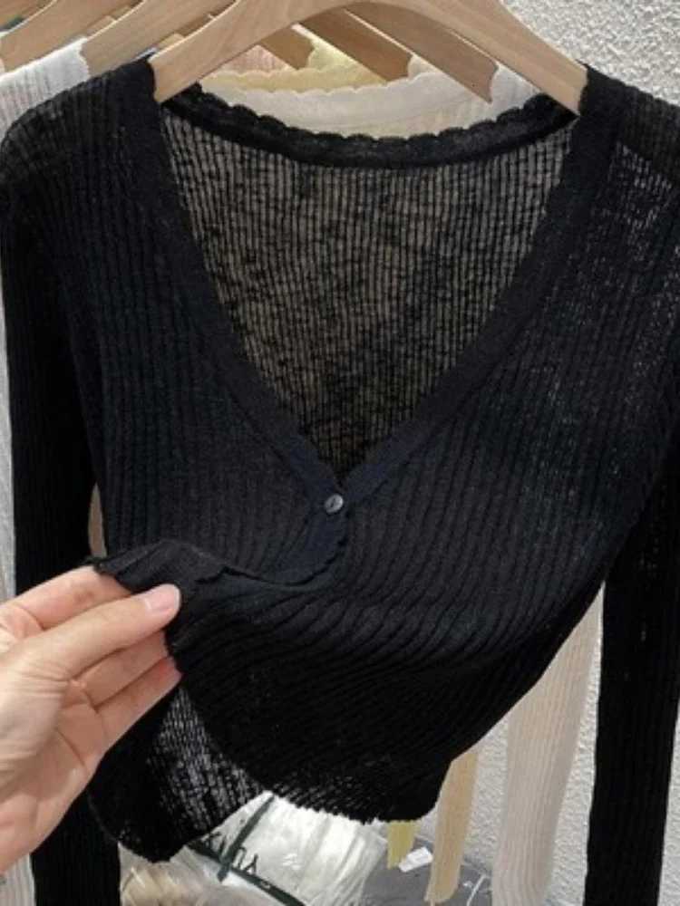 New Short Ice Silk Knitted Sun Protection Cardigan Womens Thin Summer 2025 Skirt Layered Gauze Jacket Air-conditioned Cover Up X250724
