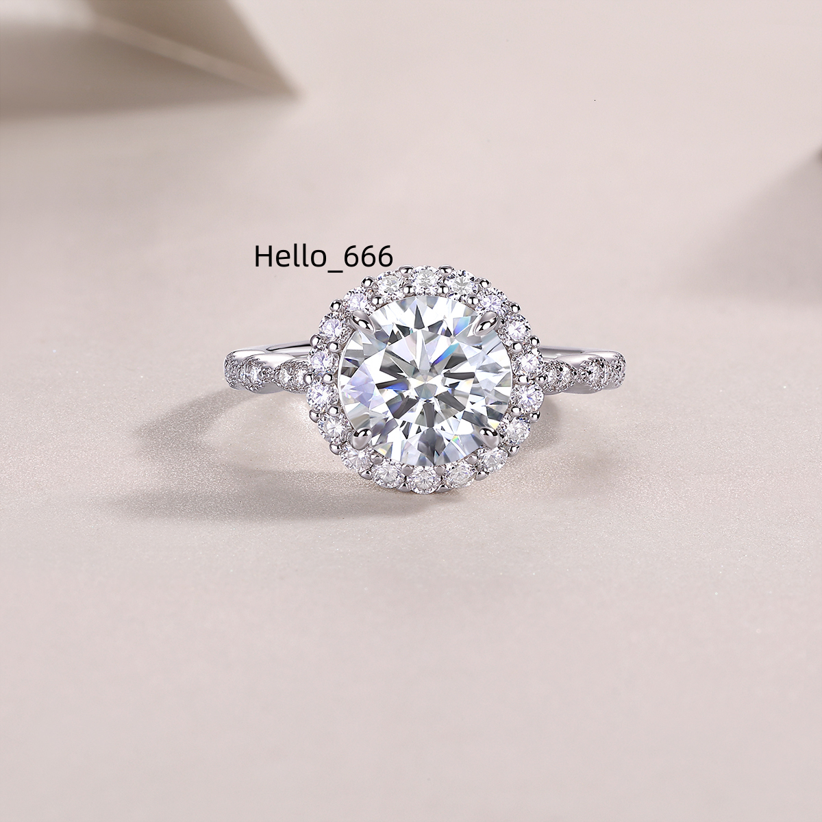 Womens Moissanite Ring D Color VVS Clarity Dazzling Halo Design S925 Silver Twisted Band Wholesale Jewelry