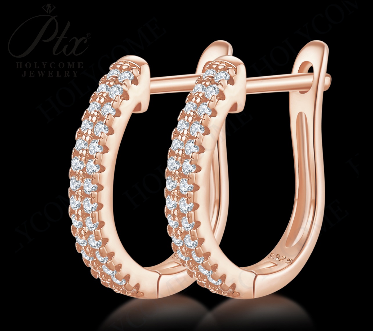 Original 925 Sterling Silver Women Small Size Hoop Earrings High Quality Shine Moissanite U Shaped Classic Style Earring For Women Jewelry Gift