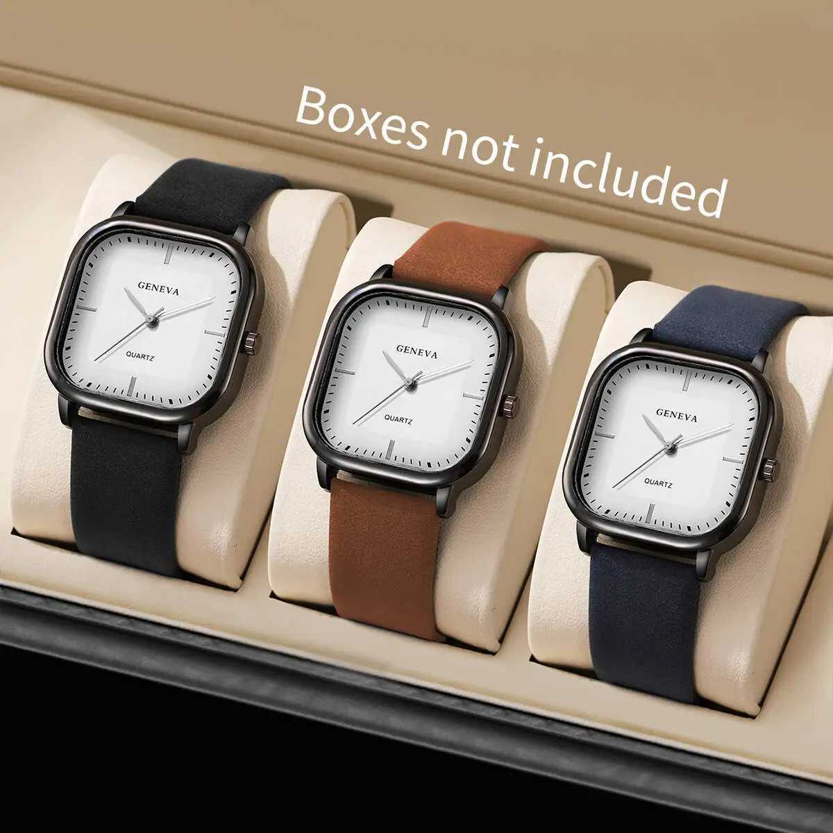 3/4/6PCS Fashion Men Watches Set Casual Square Quartz Watch Leather Strap Wristwatch for Men Reloj HombreWithout Box W250724