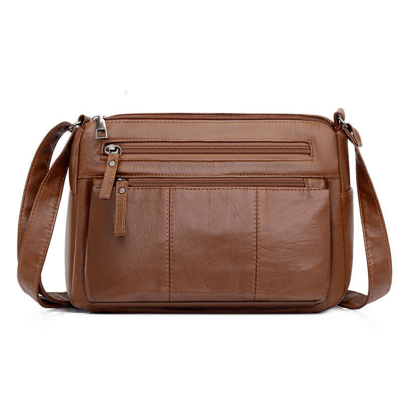 2025 New Fashion Women's Simple Shoulder Soft Leather Large Capacity Versatile Casual Ladies Mom Bag